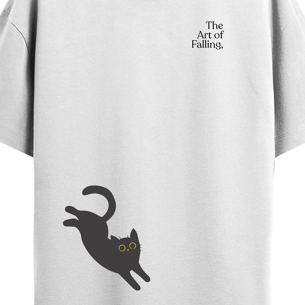 Cat Falling White Oversized Tee