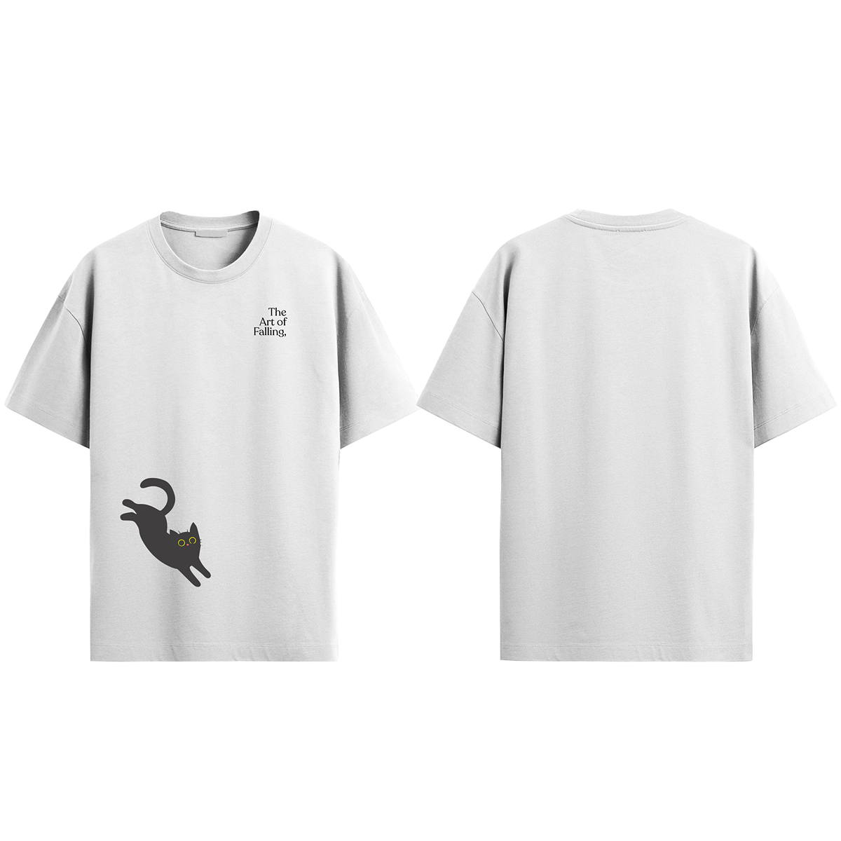 Cat Falling White Oversized Tee