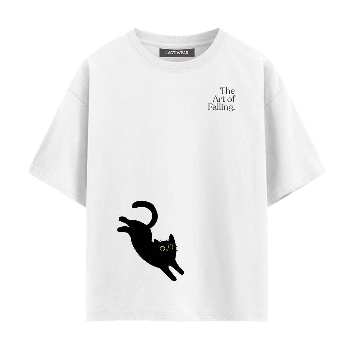 Cat Falling White Oversized Tee