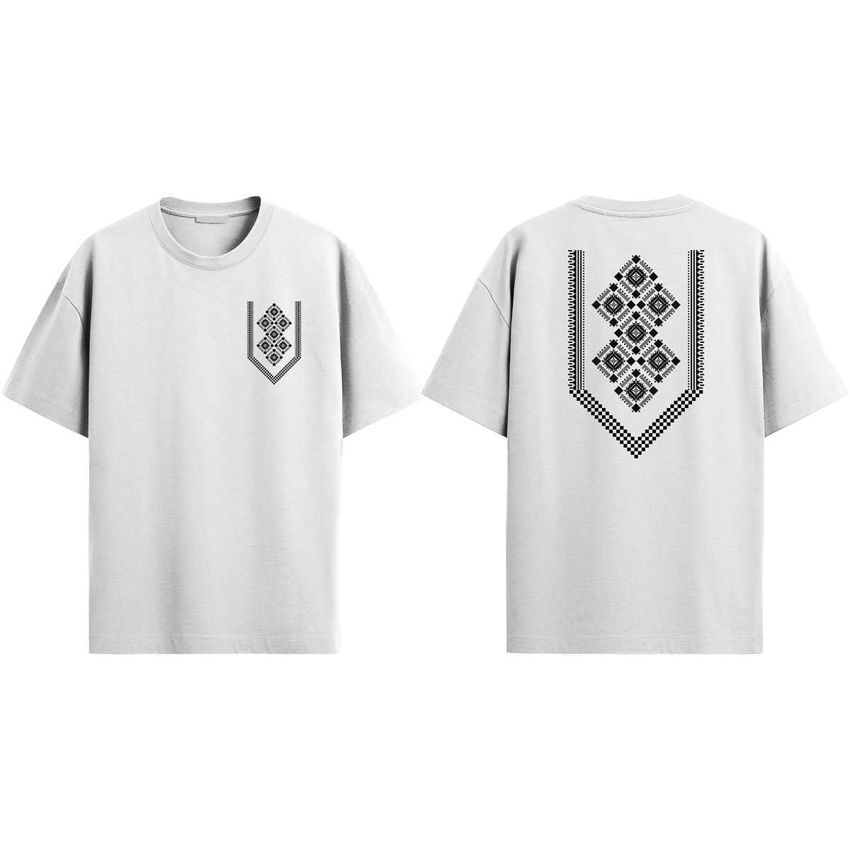 Lacti White Pattern Oversized Tee