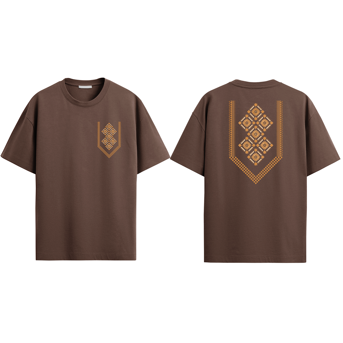 Lacti Brown Pattern Oversized Tee