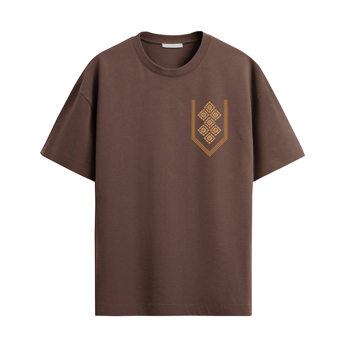 Lacti Brown Pattern Oversized Tee
