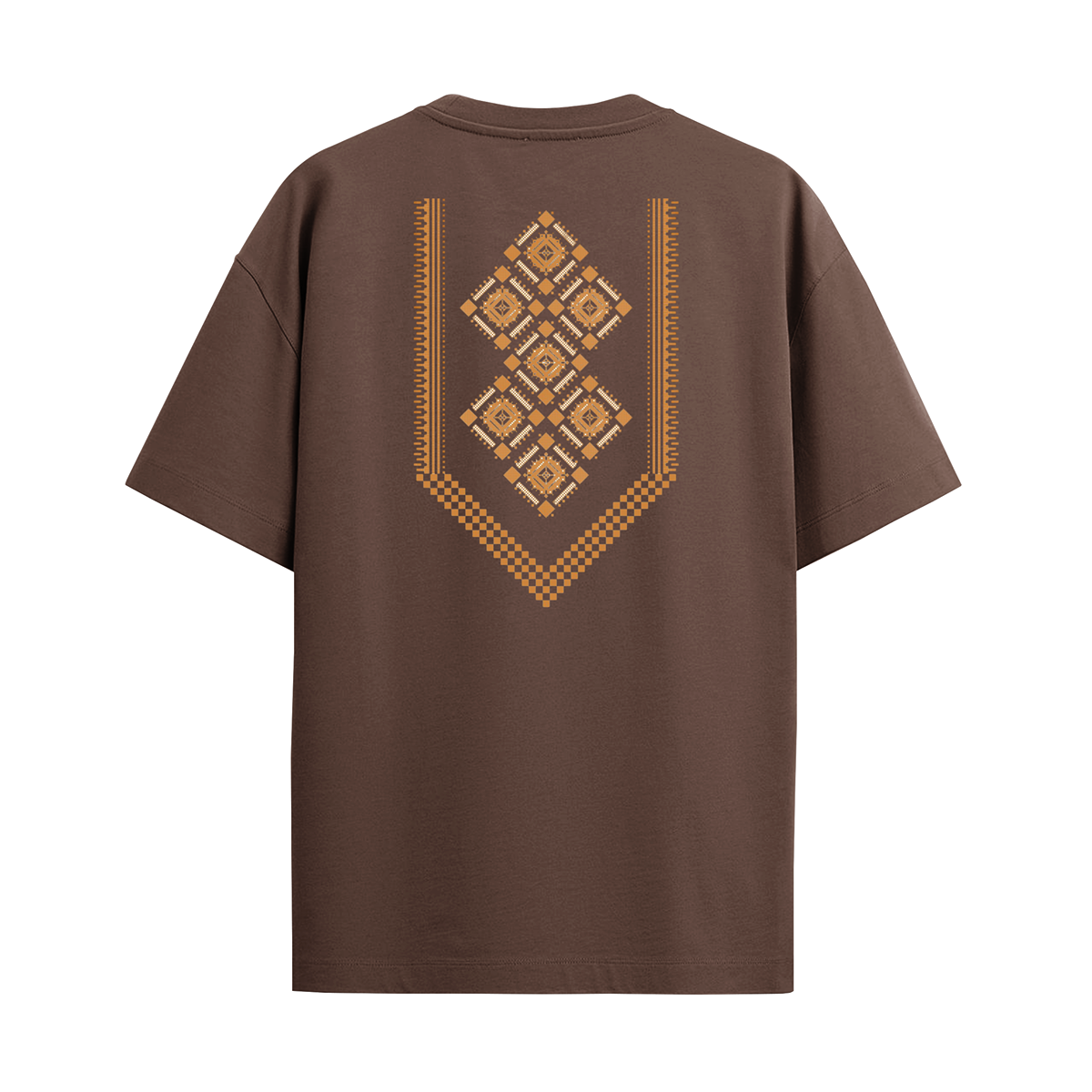 Lacti Brown Pattern Oversized Tee