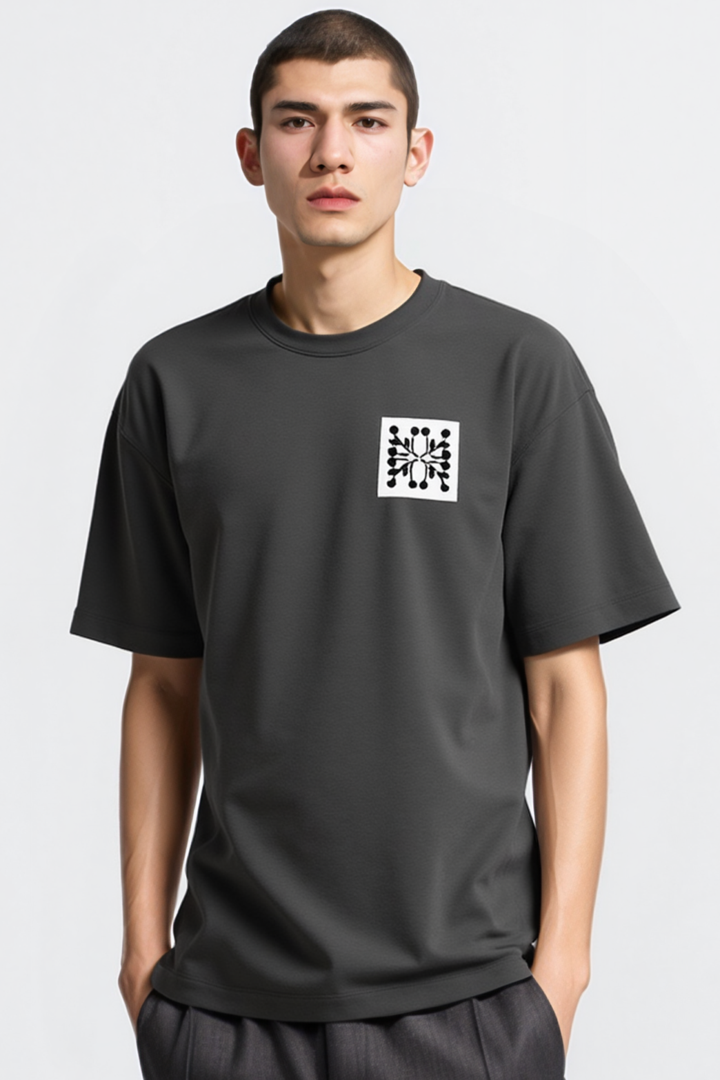 Dot Pattern Black Oversized Tee