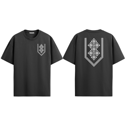 Lacti Black Pattern Oversized Tee