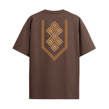 Lacti Brown Pattern Oversized Tee