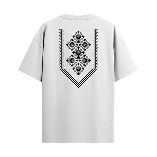 Lacti White Pattern Oversized Tee