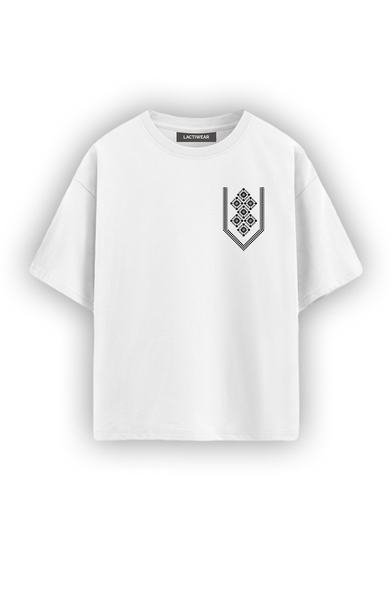 Lacti White Pattern Oversized Tee