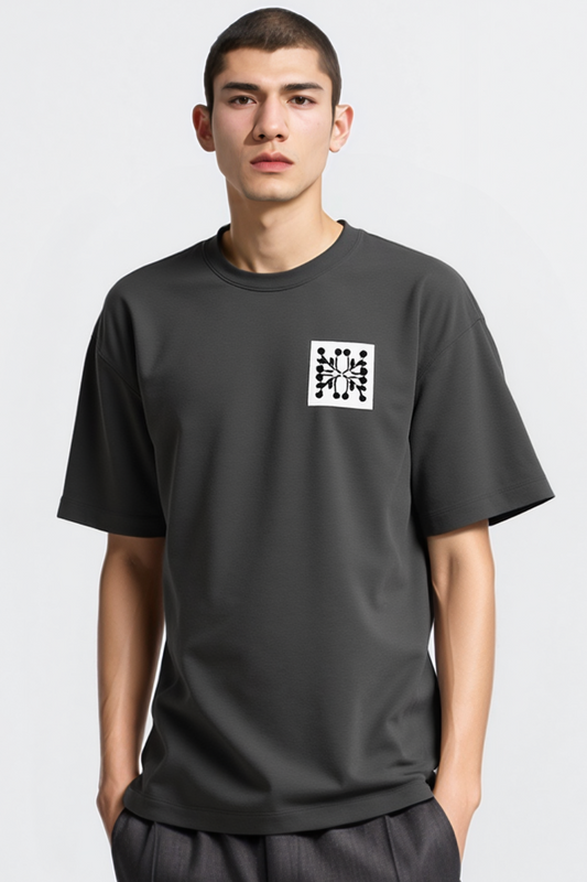 Dot Pattern Black  Oversized Tee