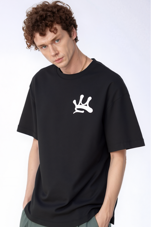 Crown Black Oversized Tee