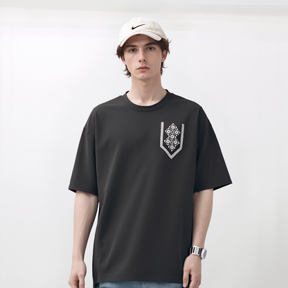 Lacti Black Pattern Oversized Tee