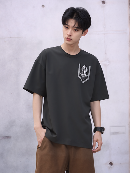 Lacti Black Pattern Oversized Tee