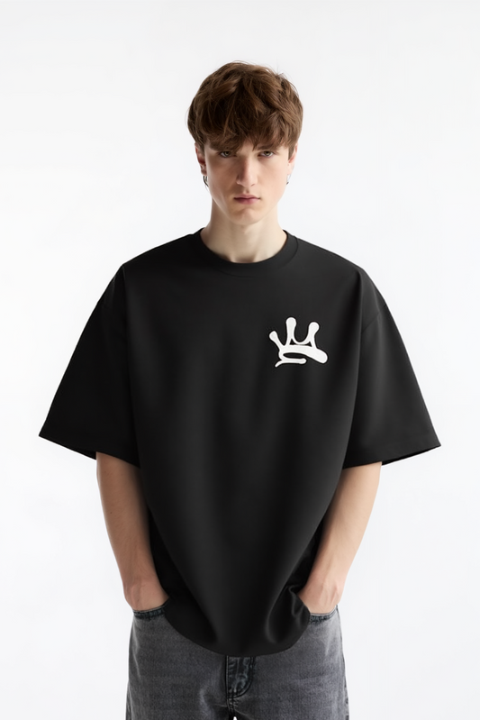 Crown Black Oversized Tee