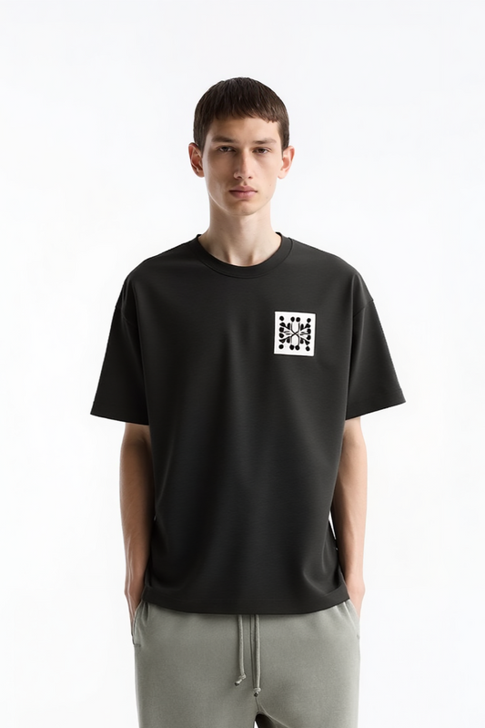 Dot Pattern Black  Oversized Tee