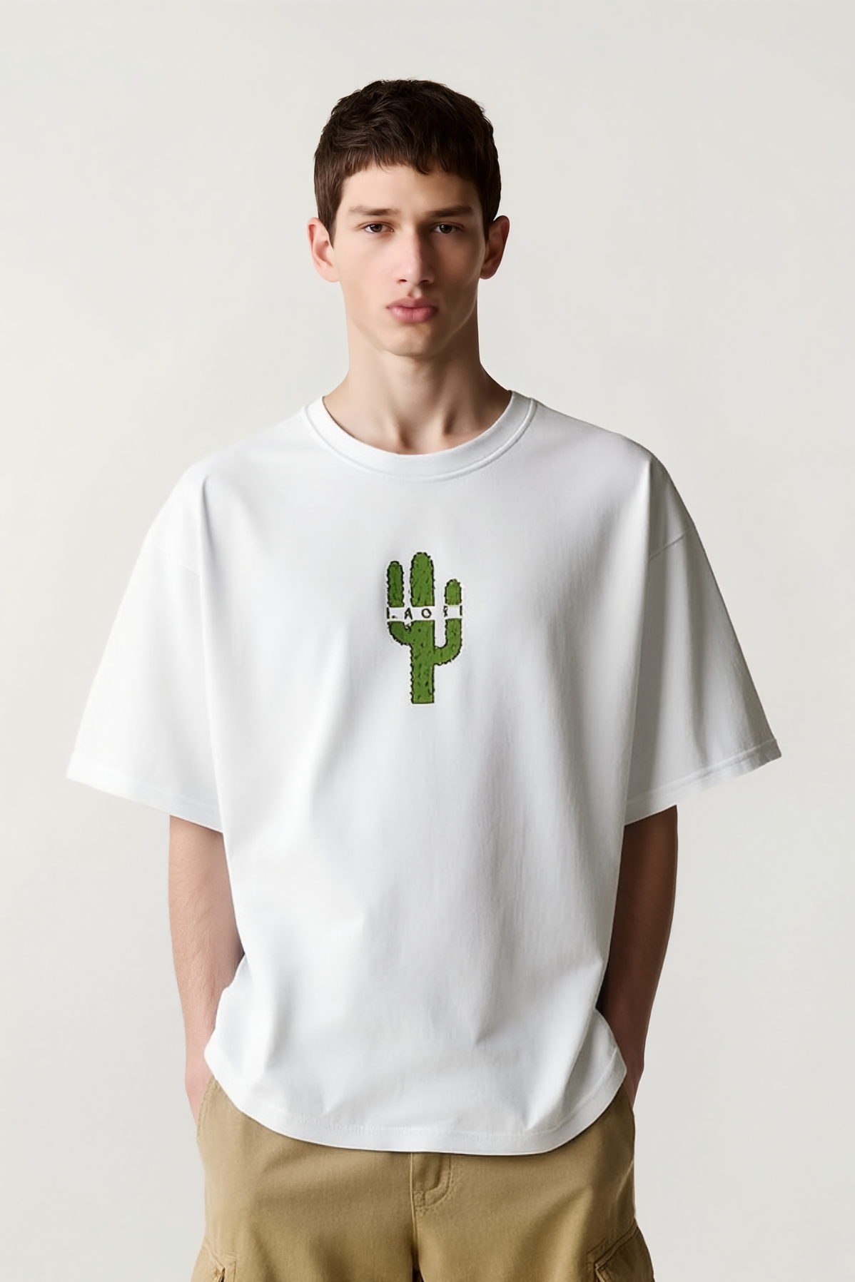 Lacti Cactus White Oversized Tee