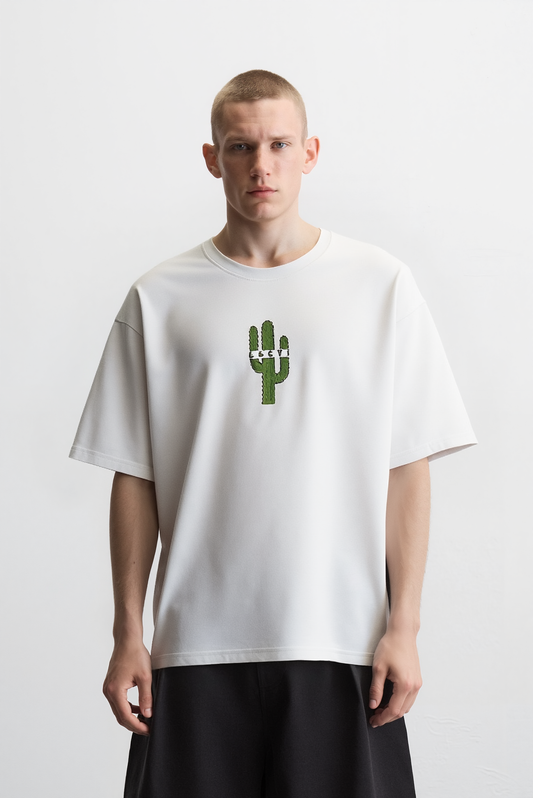 Lacti Cactus White Oversized Tee