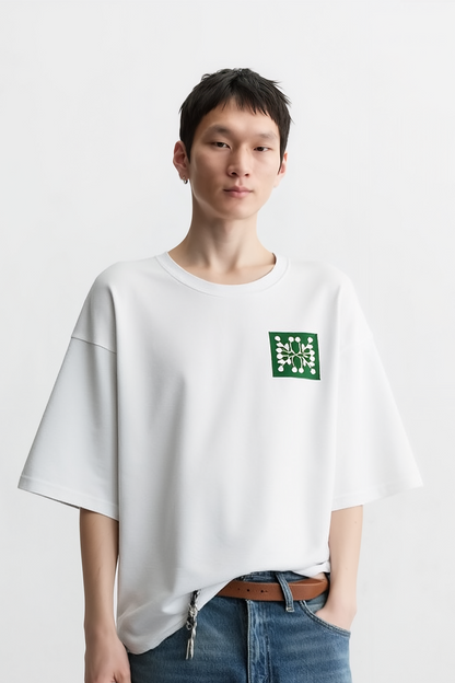 Dot Pattern White Oversized Tee