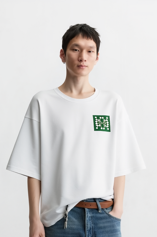 Dot Pattern White Oversized Tee
