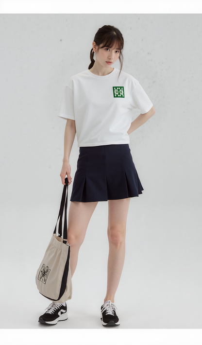 Dot Pattern White Oversized Tee