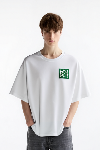 Dot Pattern White Oversized Tee